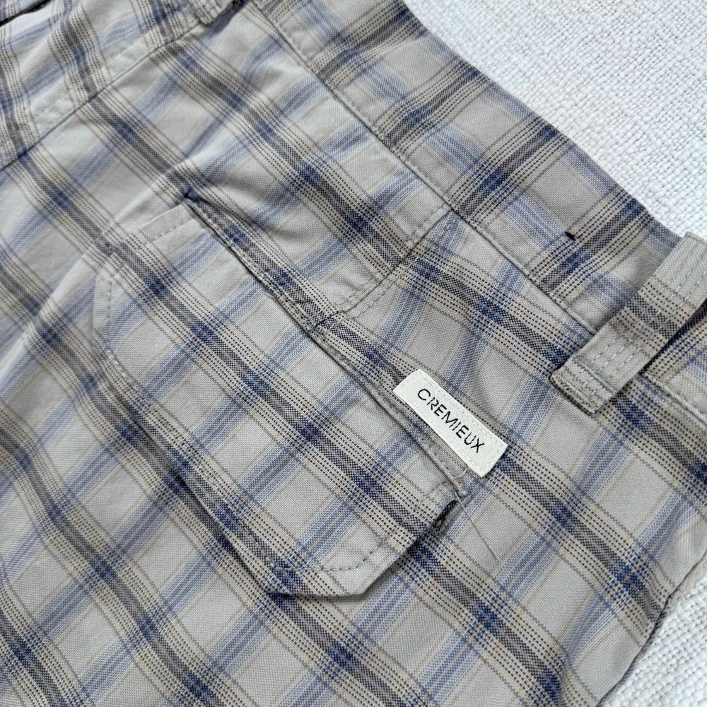 Daniel Cremieux Madison Mens 38 Plaid Flat Front Shorts Gray Blue Cotton